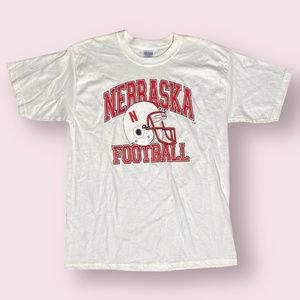 Y2K Nebraska Huskers Football White Graphic T-Shirt